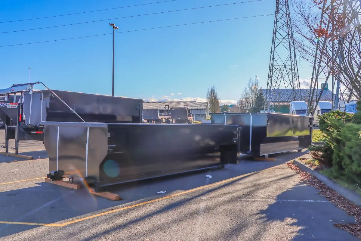 Roll-off dumpster ready for waste disposal at job site for Cleanout Dumpster Rental in Peninsula